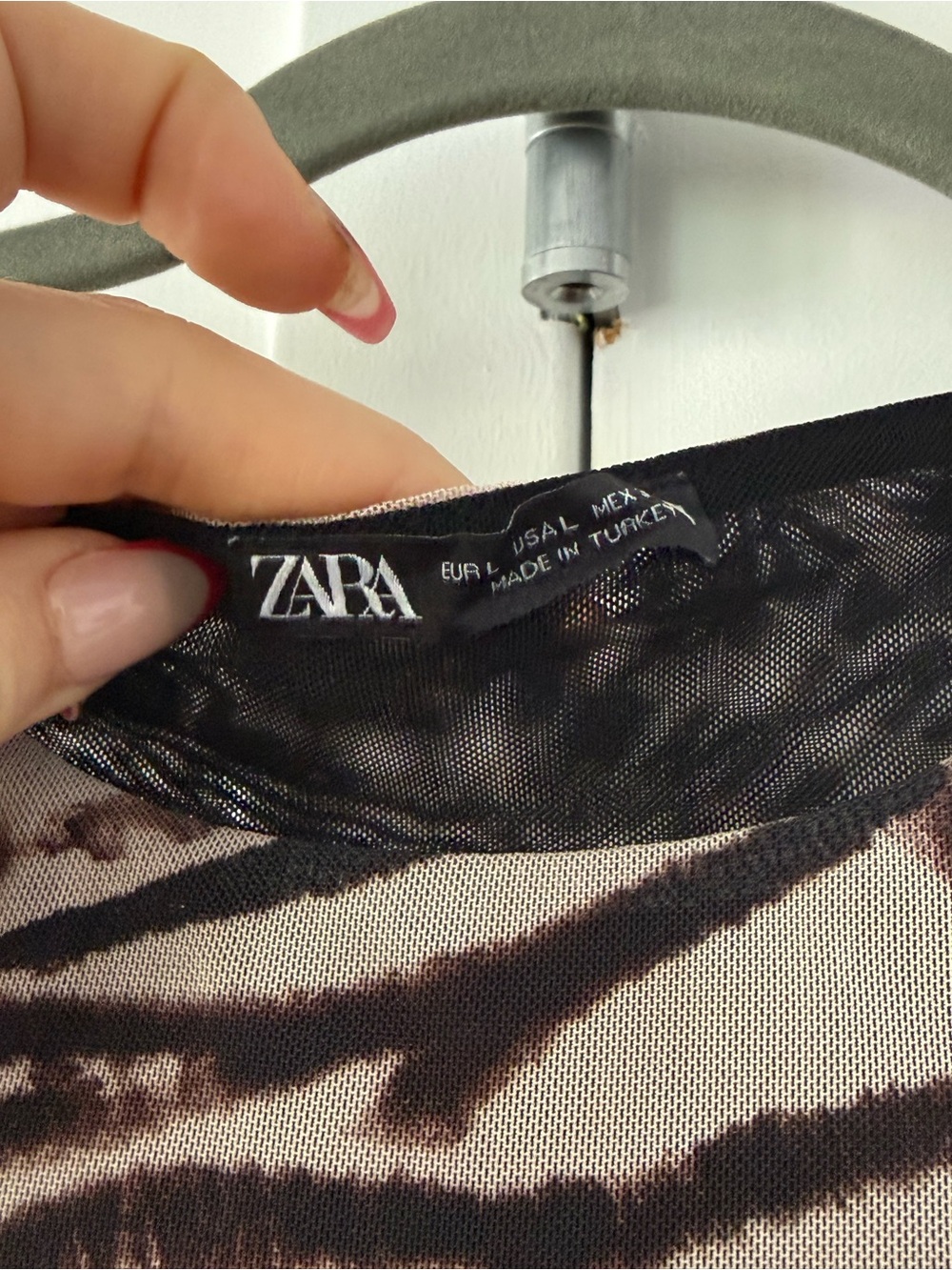 Zara Beige and Black Zebra-Print Cut out Drape Dress - Picture 3 of 3